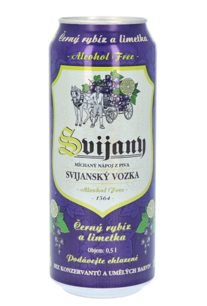 Svijany Vozka Rybíz a limetka Nealko 0,5l Plech pivo svijany vozka rybiz a limetka nealko plech